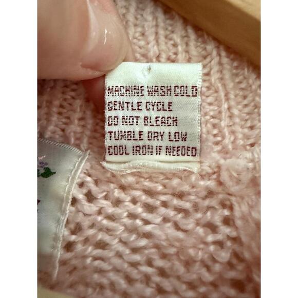 Miranda Vintage Womens Size Petite Pink Cable Knit Sweater Preppy Grandmacore - Picture 7 of 8